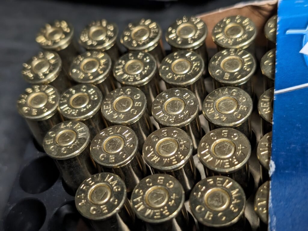 a Box full of unused .44 Magnum rounds - Taunton Deane Shooting Association