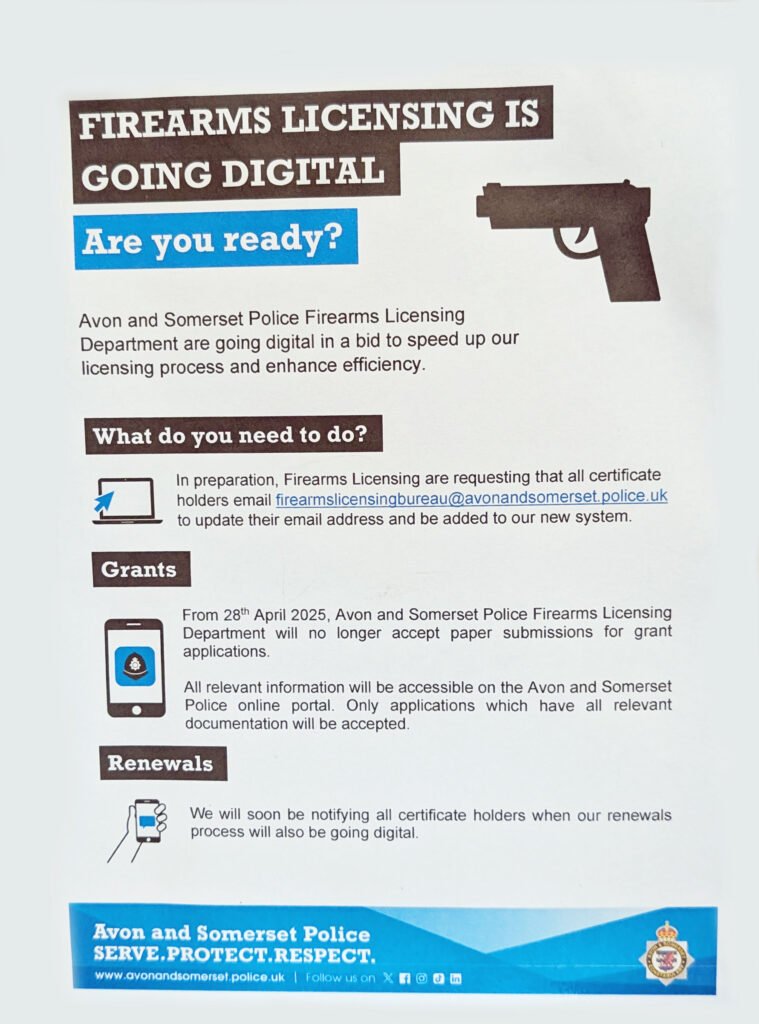 a poster telling you that Firearms licensing is going digital